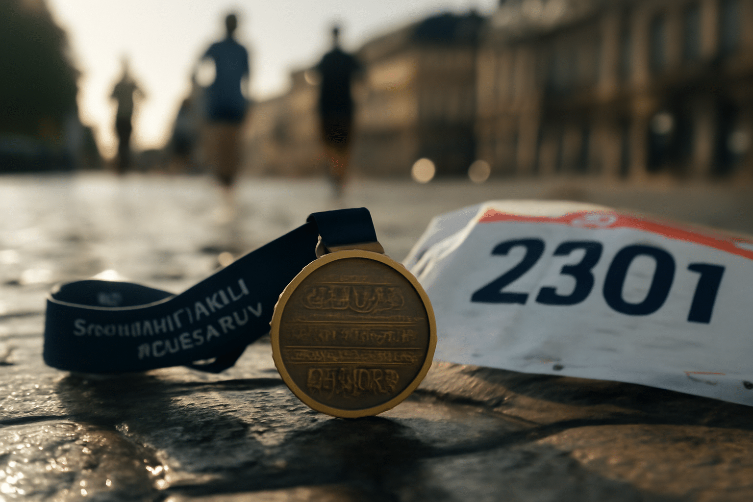 Peloton courant le long des quais de Bordeaux pendant le semi-marathon, spectateurs applaudissant et drapeaux