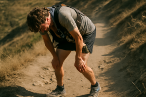 Coureur en trail long gérant son effort : rythme, hydratation et nutrition pour optimiser l'endurance sur les longues distances
