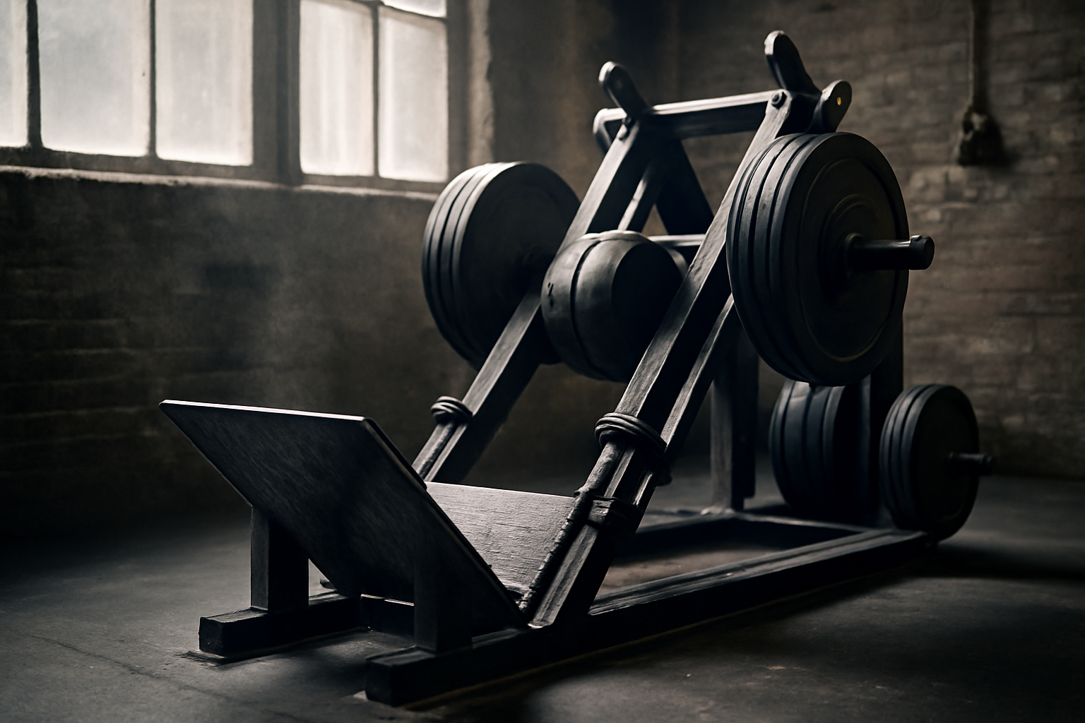 Gros plan sur la position des pieds et l'alignement des genoux pendant un hack squat sur machine pour une technique optimale