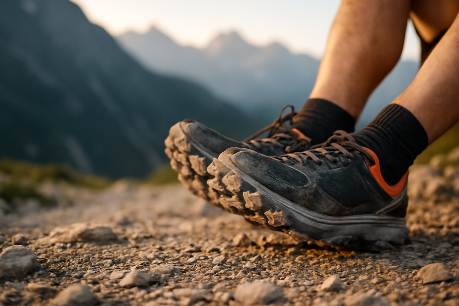 Trail en montagne pour débuter : paysage de sentier, chaussures de trail et techniques pour coureurs débutants